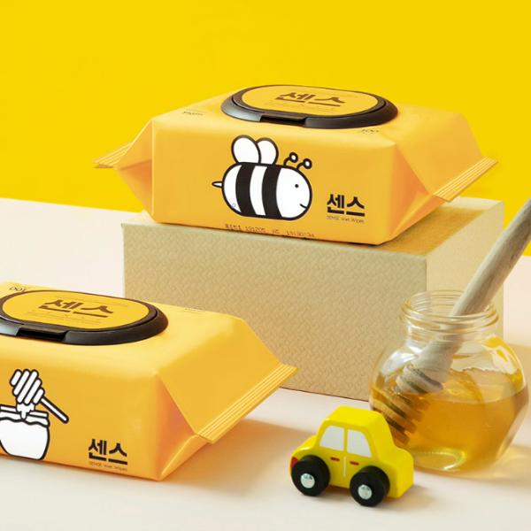 [센스] 꿀벌/악어 물티슈 캡형 100매 x 10팩